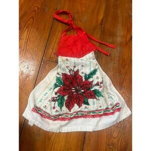 Vintage Christmas Kitchen Tea Towel Thinc! Holly Poinsettia Kitchen Hanger